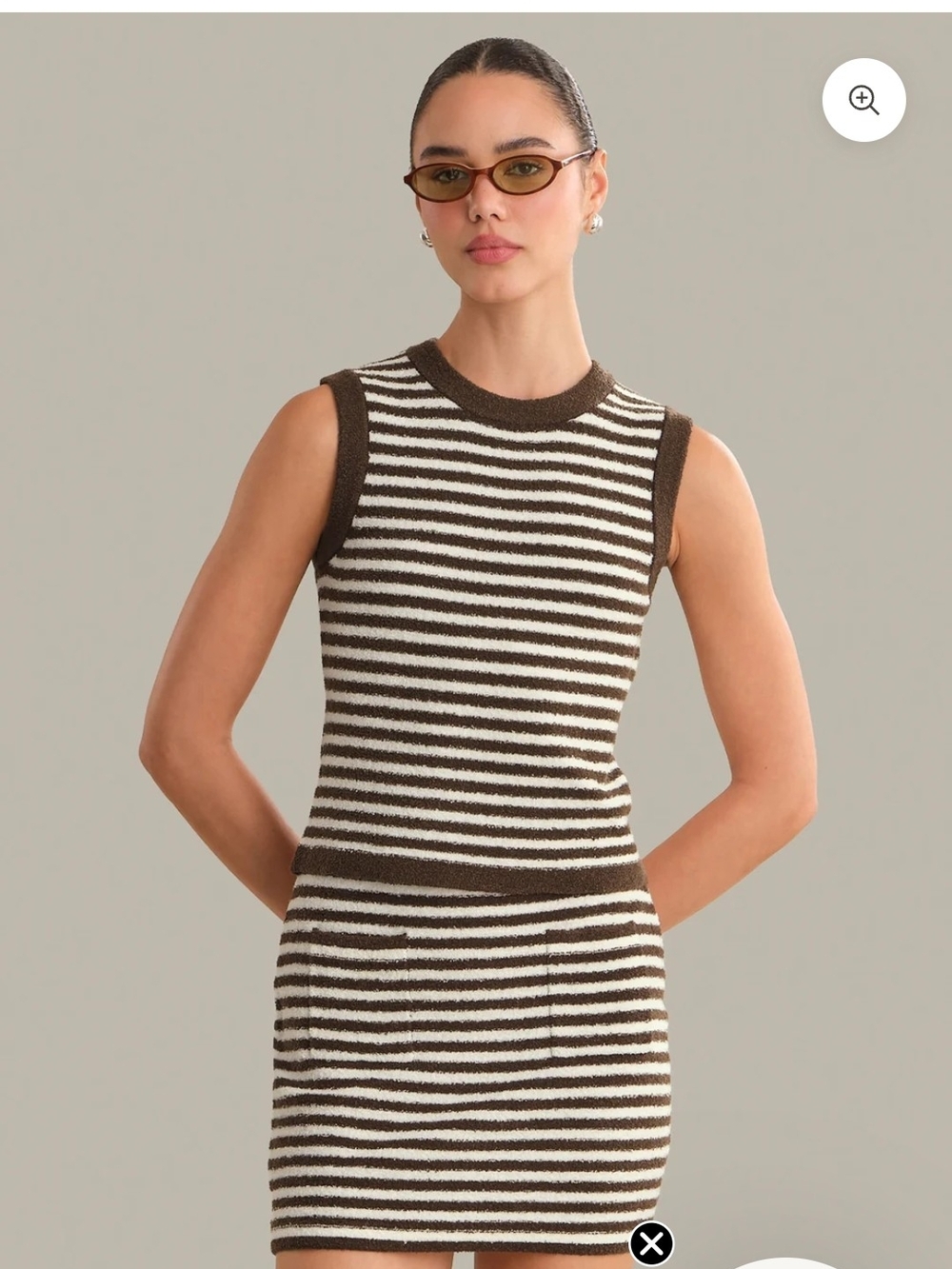 Alessia Teddy Stripe Crew Neck Tank